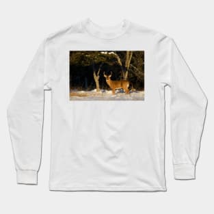 A Winters Sunset - White-tailed deer Buck Long Sleeve T-Shirt